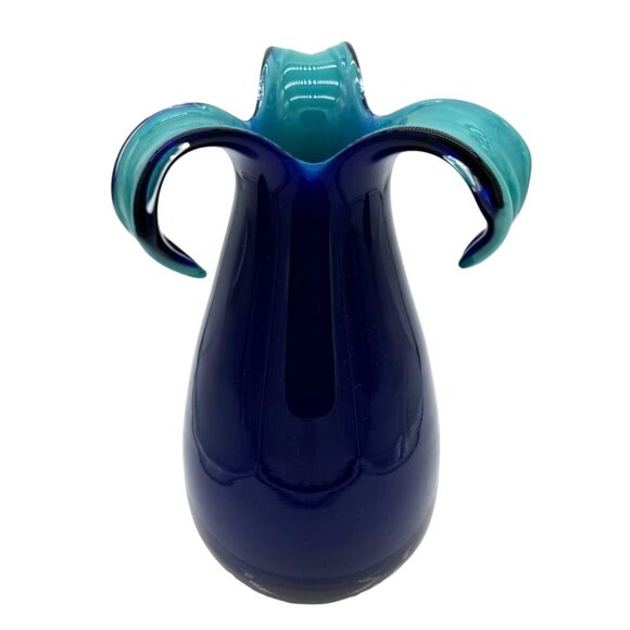Alien Pod Art Glass Blue Vase Cased Glass Hand Blown Essie Zareh Style 7.5" Tall - Picture 1 of 5